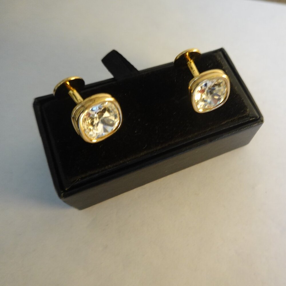 Tateossian Clear crystal cufflinks and gold